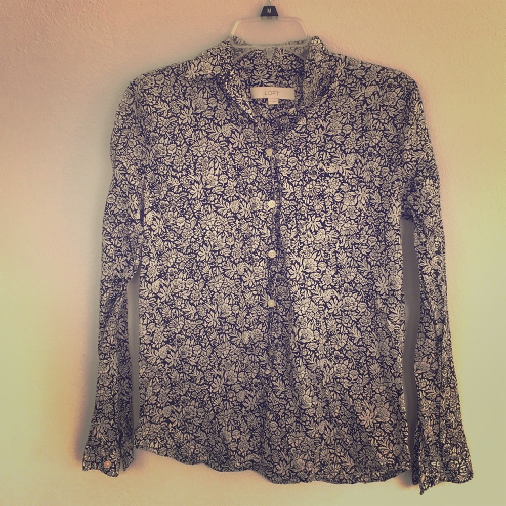 LOFT 100% cotton floral button down